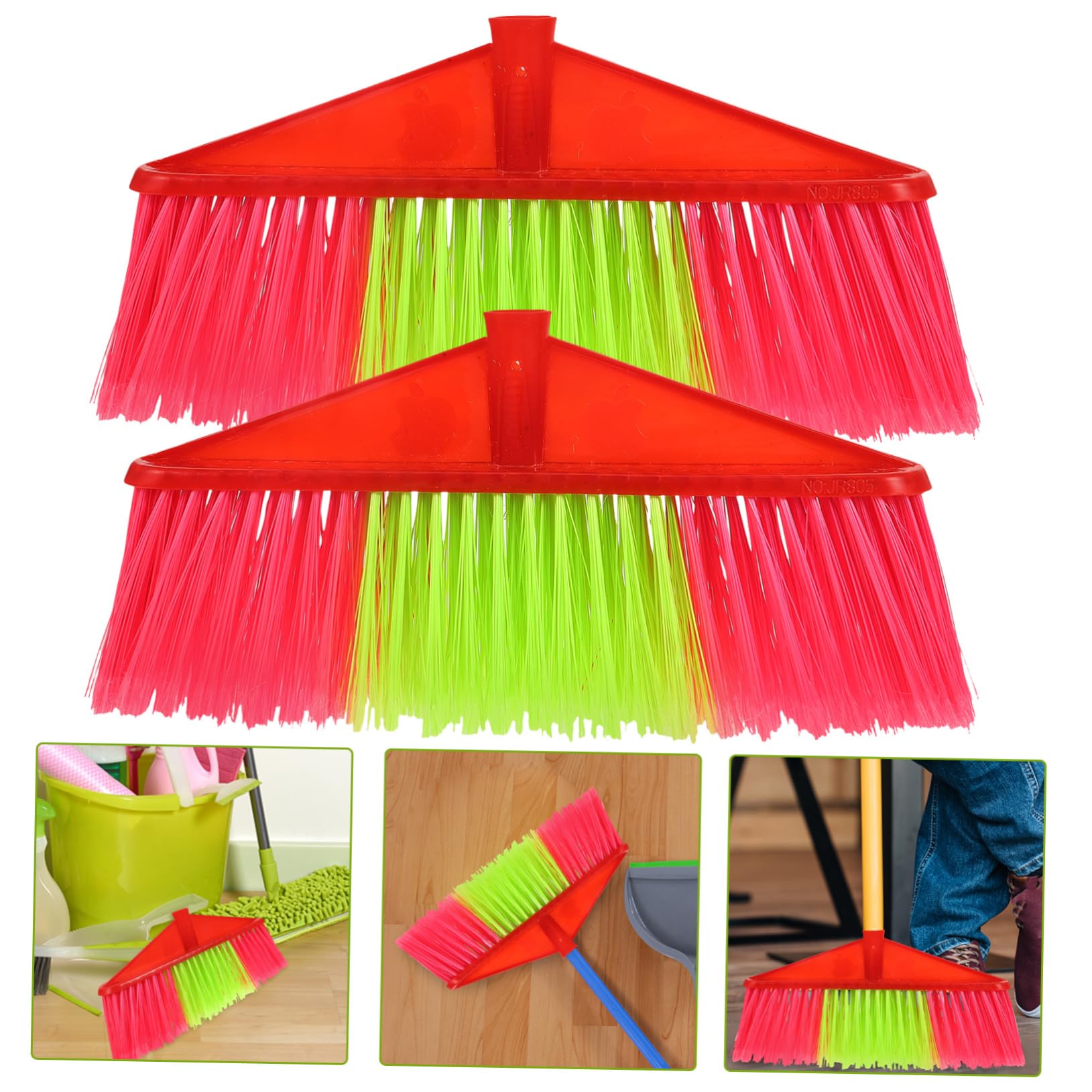 minkissy 2pcs Plastic Broom Head 2pcs Bristled Broom Head Outdoor Indoor Refill Broom Replacement Industrial Broom Head Broom Replacement Accessories Yard Lobby Broom Fine Floor Commercial