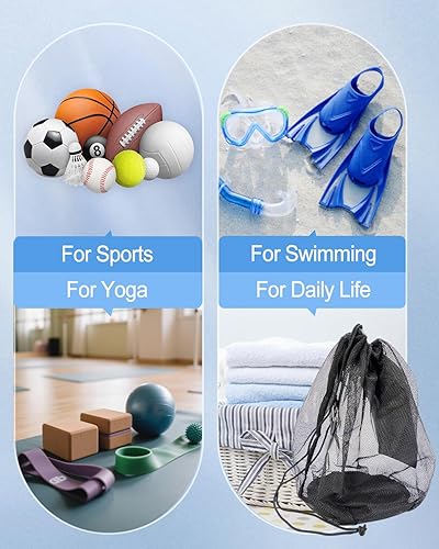 Miniatura 7 de 2 bolsas de malla individuales para baloncesto, fútbol y voleibol, almacenamiento de red ligero con bolsillo con cremallera para deportes, bolsas