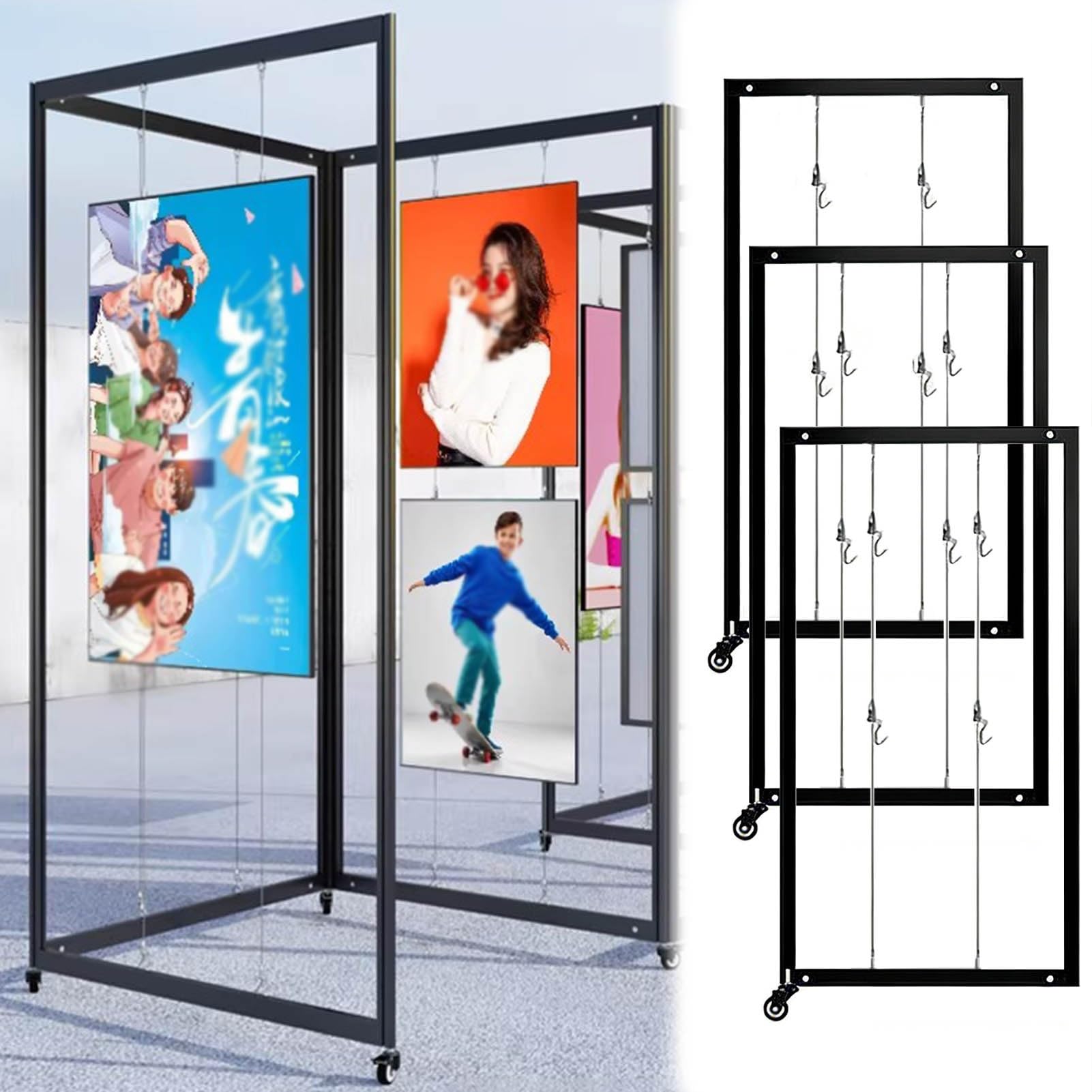 Soporte plegable para exposición, soporte de exhibición de obras fotográficas independientes, soporte móvil para carteles publicitarios