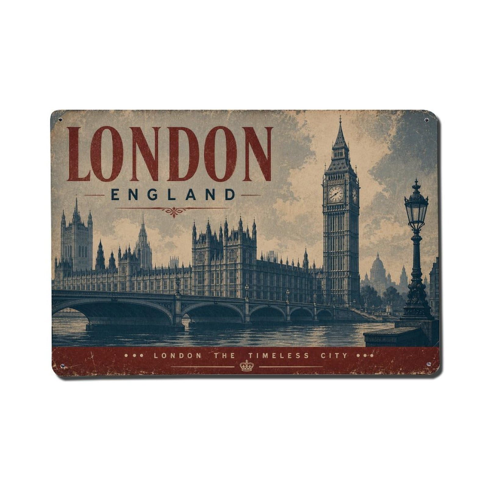 Fyrn Style Metal Tin Sign Vintage Travel Big Ben London England Landmark
