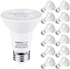TORCHSTAR 12-Pack PAR20 LED Bulbs, 6.5W 50 Watt Equivalent, 500 Lumens Dimmable LED Spotlight Bulb, 4000K Cool White, CRI90+, E26 Medium Base, UL Listed, for Recessed and Track Lighting