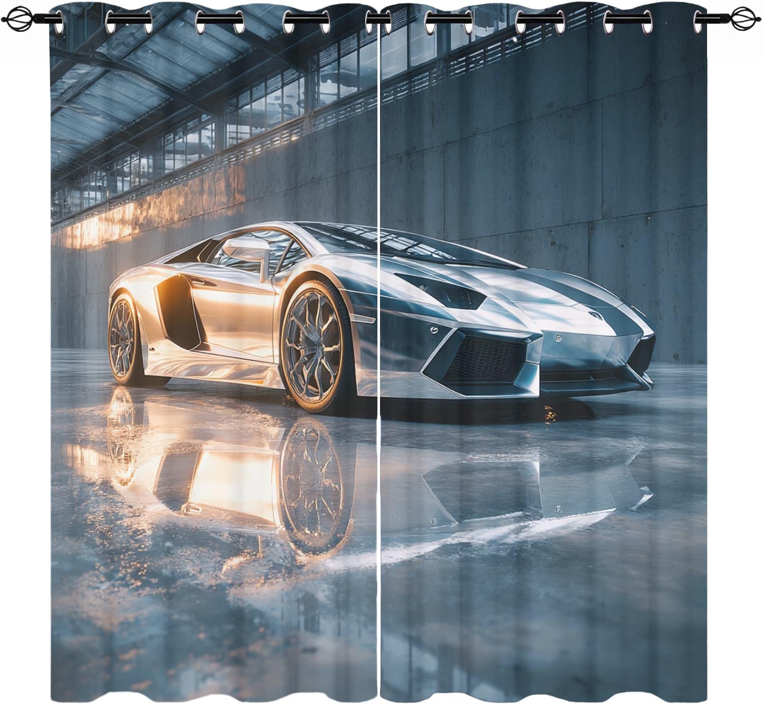 Rideaux occultants voiture de sport pour chambre de garçon et salon
