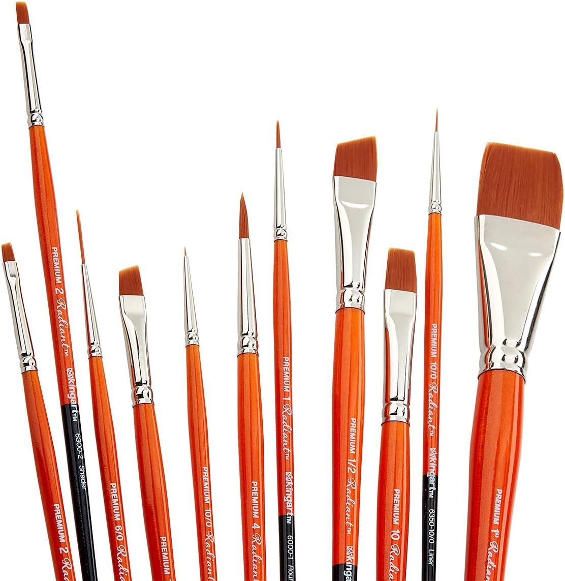 KINGART Radiant Series Premium Golden Synthetic Brushes for Acrylic, Oil and Watercolor, Gift Box, Set of 12 Paintbrushes