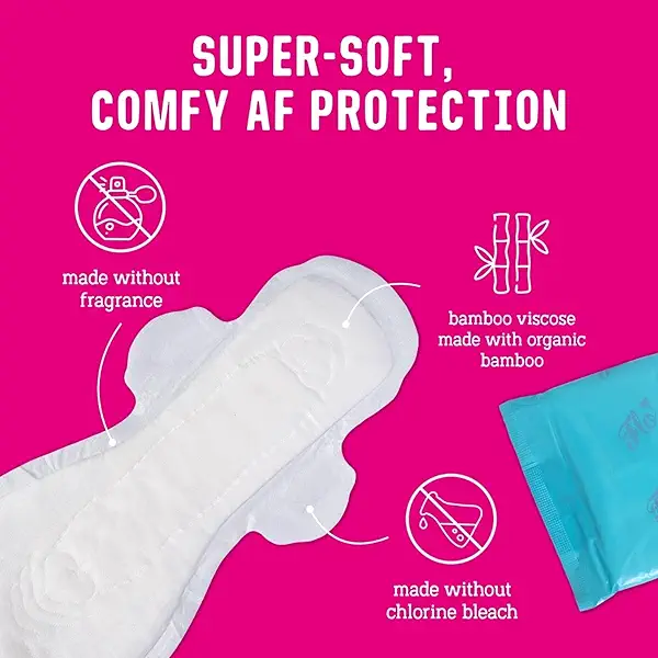 Flo - Extra Long Maternity Pads (30 Pack) - Super Soft + Breathable - 4 Wings - Heavy Flow - Organic Bamboo Period Pads for Women - Postpartum Essentials - Plant Based - Vegan & Cruelty Free 3