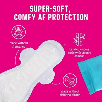 Flo - Extra Long Maternity Pads (10 Pack) - Super Soft + Breathable - 4 Wings - Heavy Flow - Organic Bamboo Period Pads for Women - Postpartum Essentials - Plant Based - Vegan & Cruelty Free