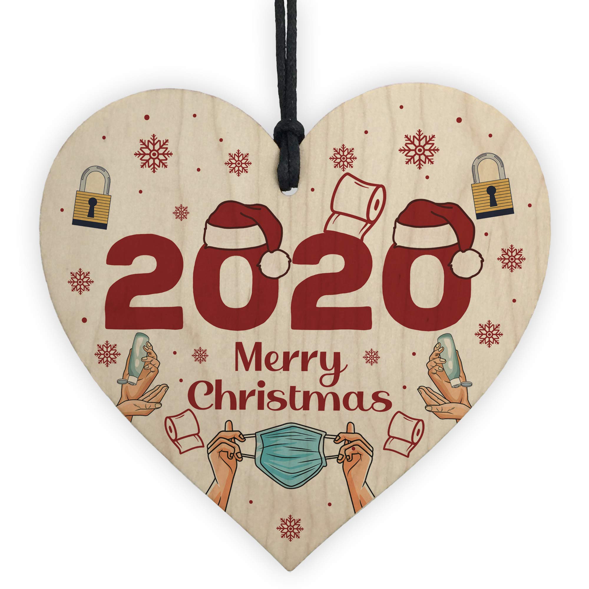 Christmas Bauble Family Xmas Tree Decoration Lockdown Year Wood Heart Keepsake