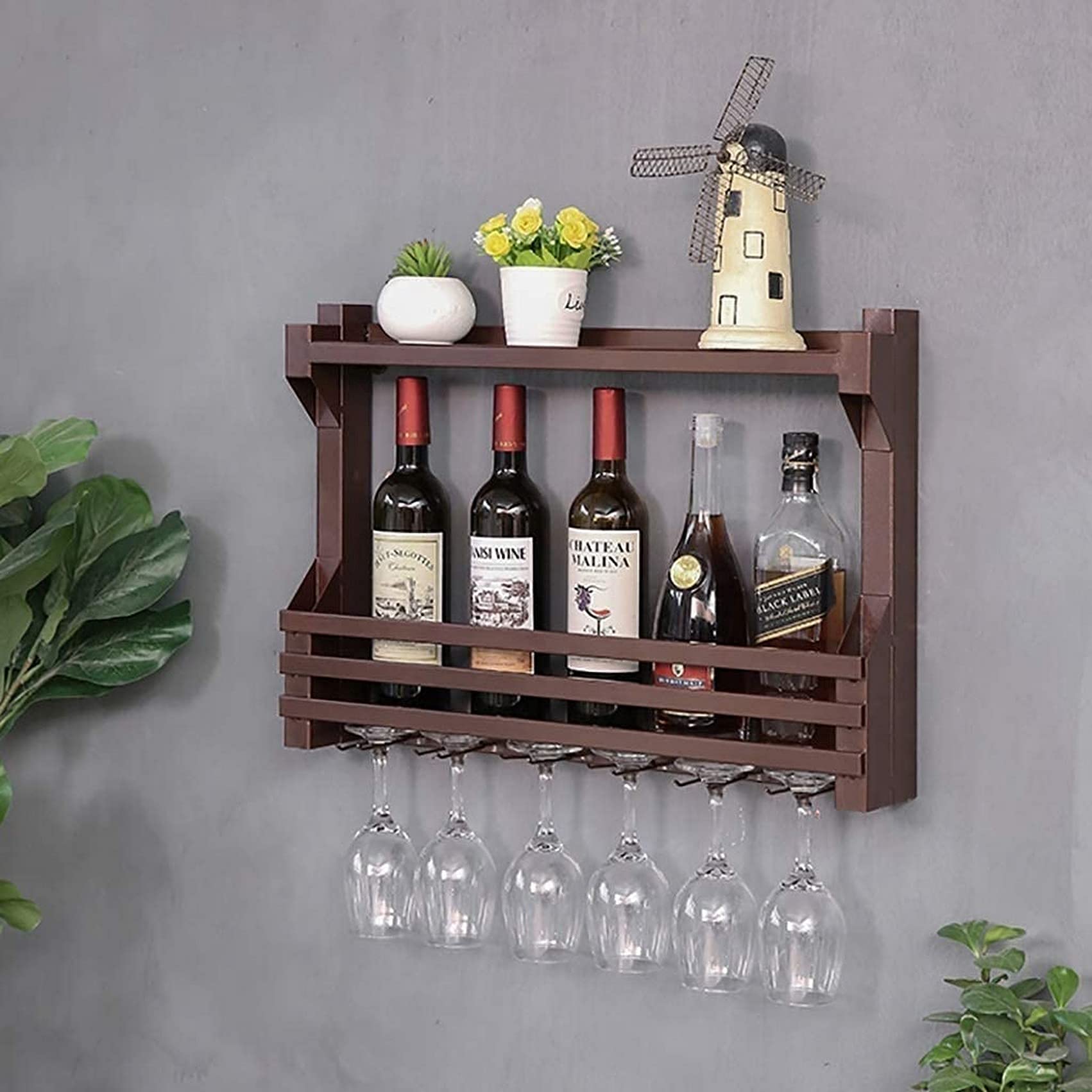 Porte-bouteilles mural suspendu pour salon, étagère à vin et verres moderne