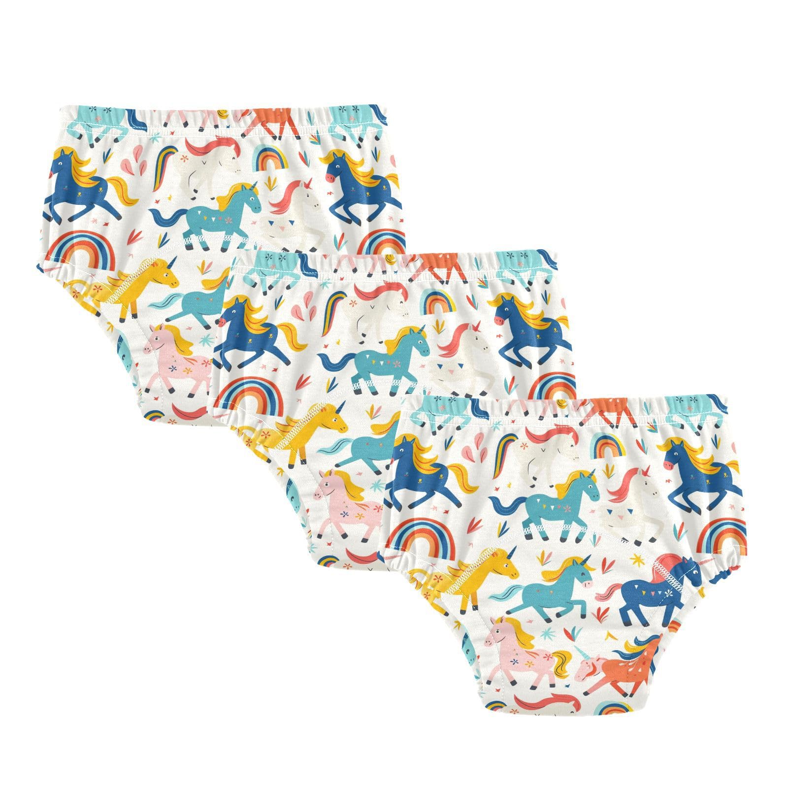 Cartoon Rainbow Unicorn Horse Cotton Potty Training Underwear Pants for Toddler Girls Boys, 2t, 3t, 4t, 5t