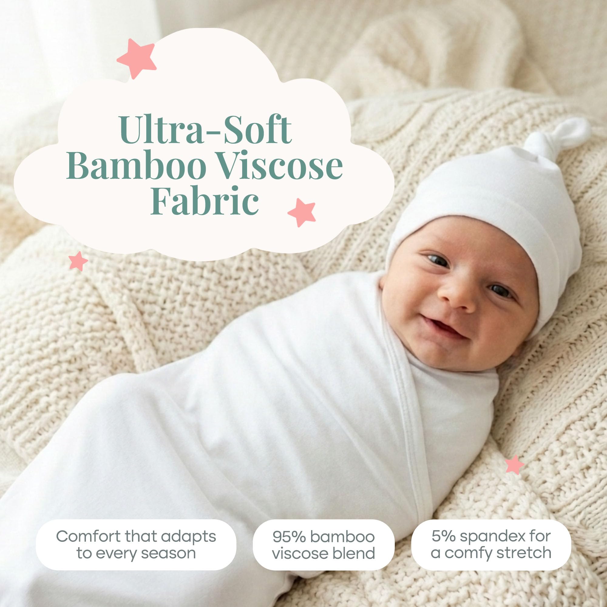 Caden Lane Manta de bambú neutro para bebés de 0 a 3 meses, manta de bambú neutro para niños y niñas