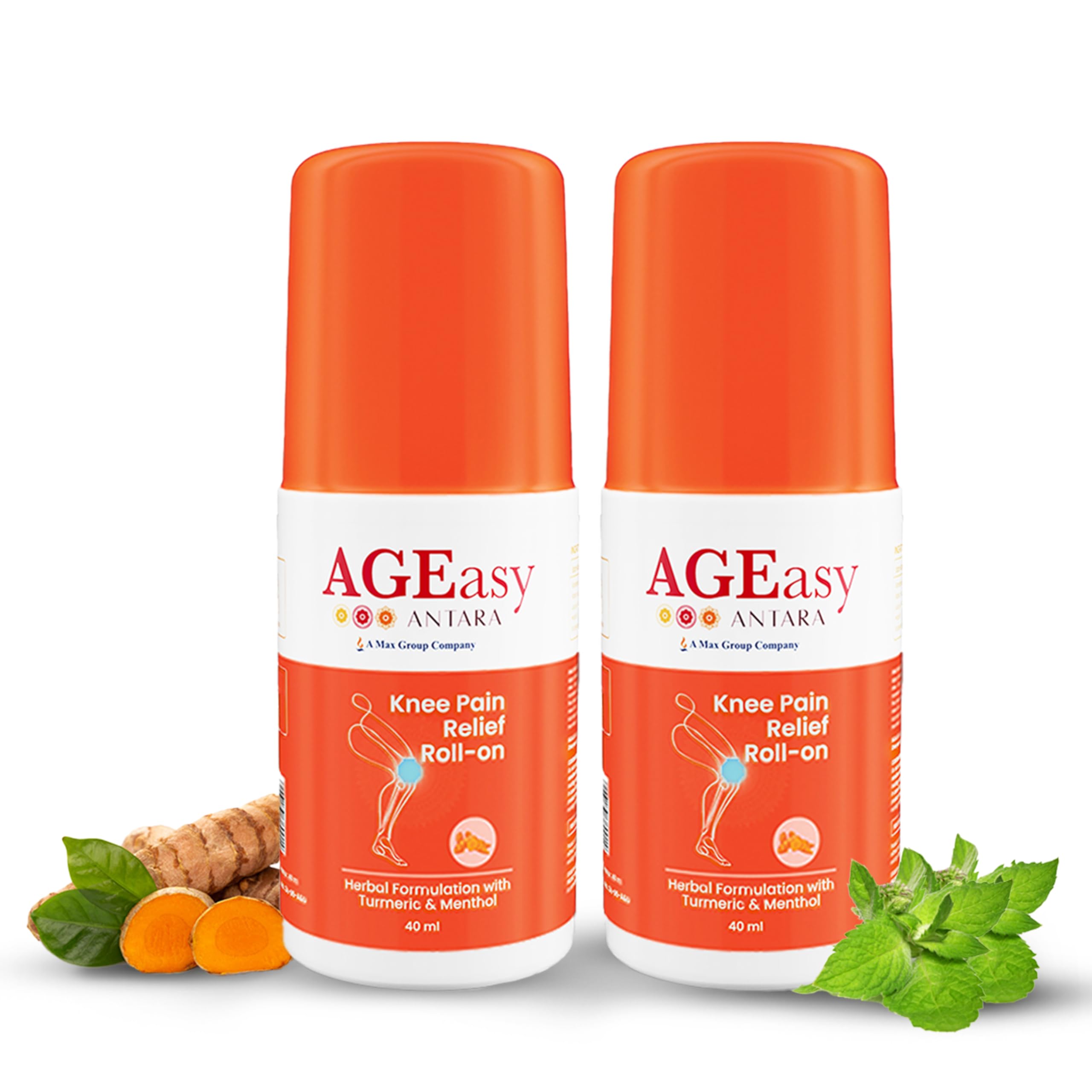 AGEasy (Max Group) Pain Relief Roll On (2 x 40mL) | Powerful & Fast-Acting Formula with Goodness of Turmeric | Knee and Back Pain Relief Products | Quick Dry & Non-Sticky (Pack of 2) (B0CNQ19N6J) Amazon Price History, Amazon Price Tracker