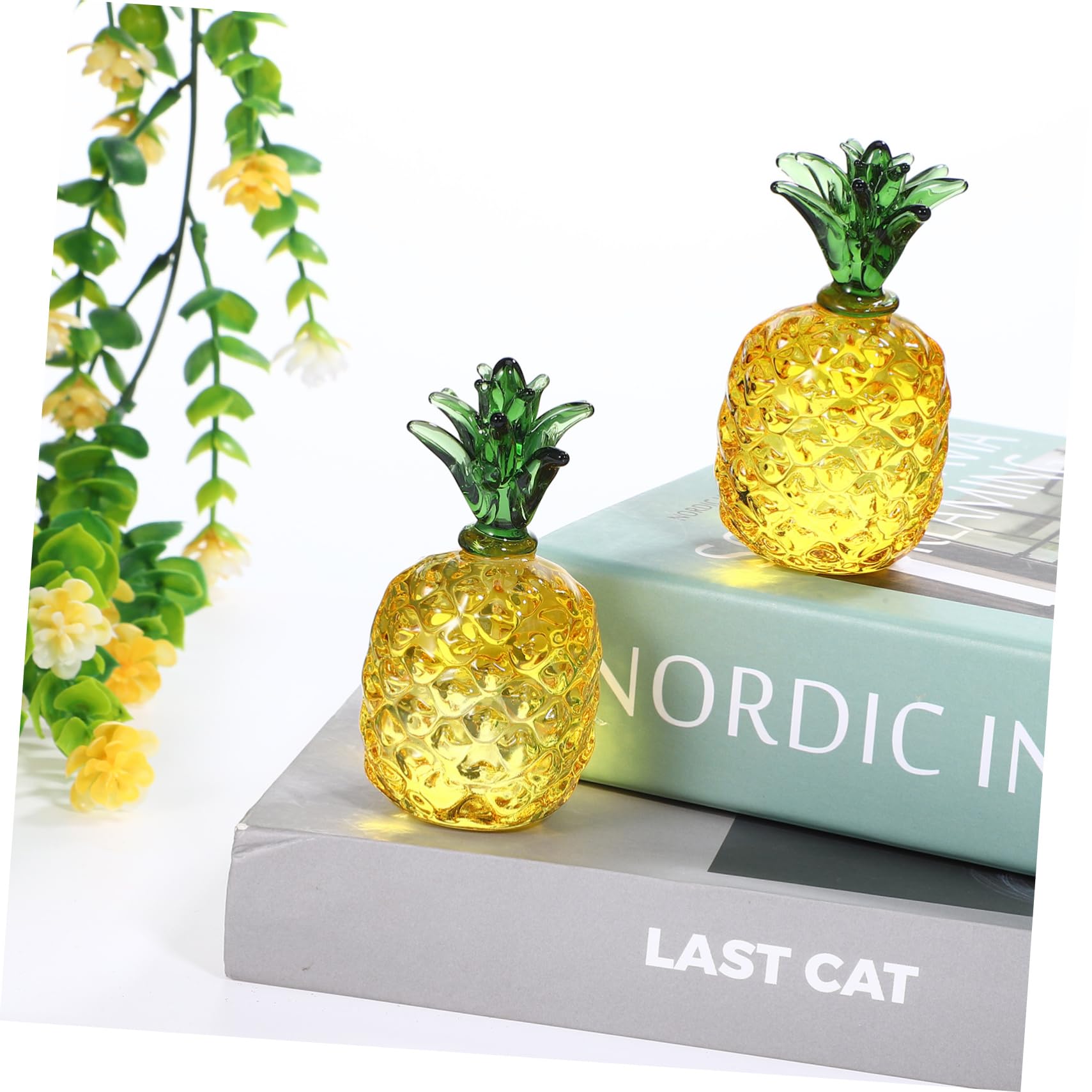 Cabilock 8 Piezas De Adornos De Cristal Decoración De Piña Estatua De Piña Frutas De Piña Falsas Fruta Simulada Decoración De Piña Pequeña Estatuilla De Fruta Decoración De Aula De Piña