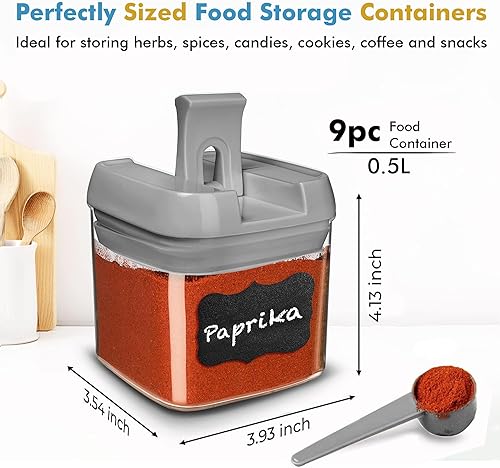 Miniatura 28 de Shazo 6 recipientes herméticos de almacenamiento de alimentos, recipientes de plástico transparente sin BPA para aperitivos y especias con tapas de