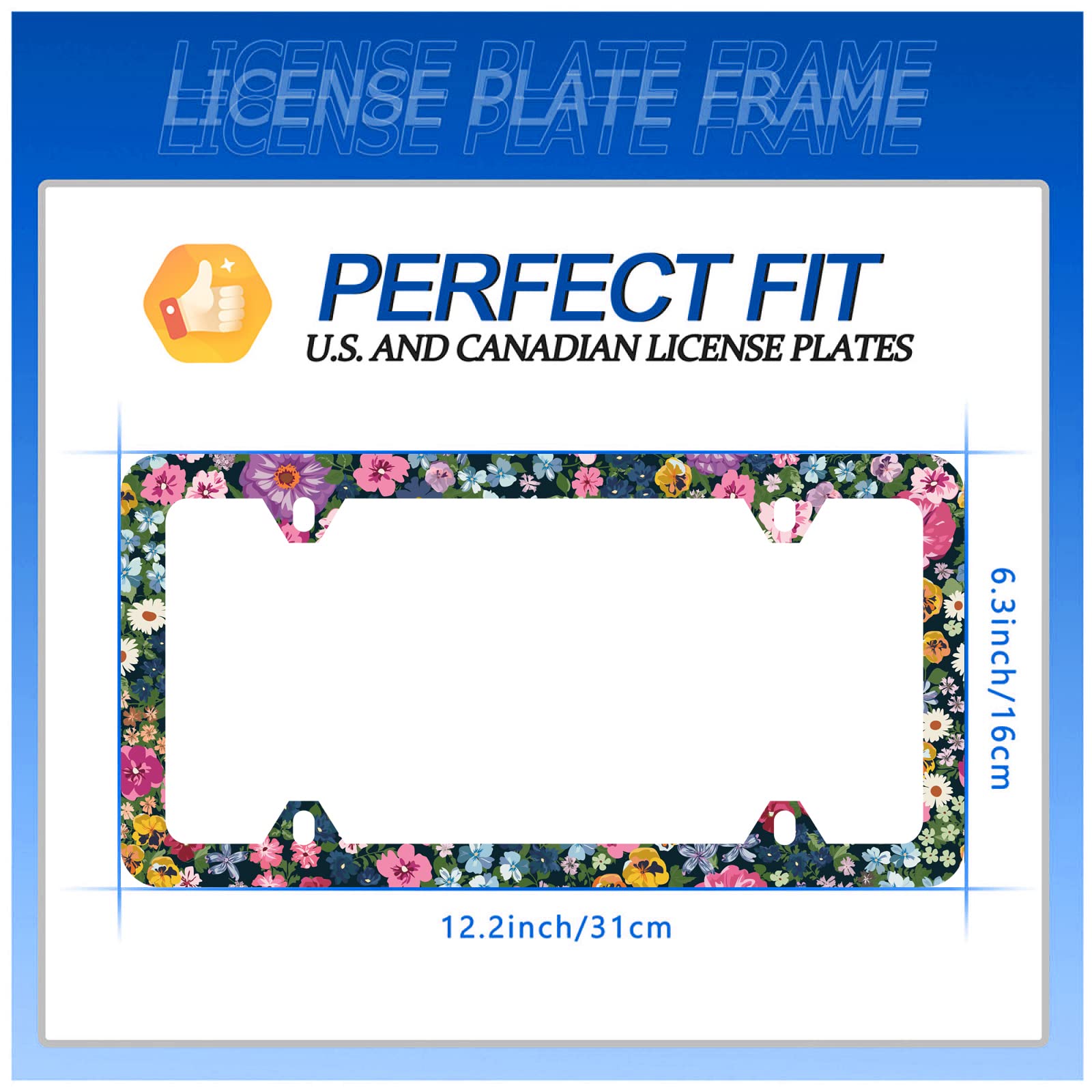 HUIXIA White Daisy License Plate Frame Funny Flower License