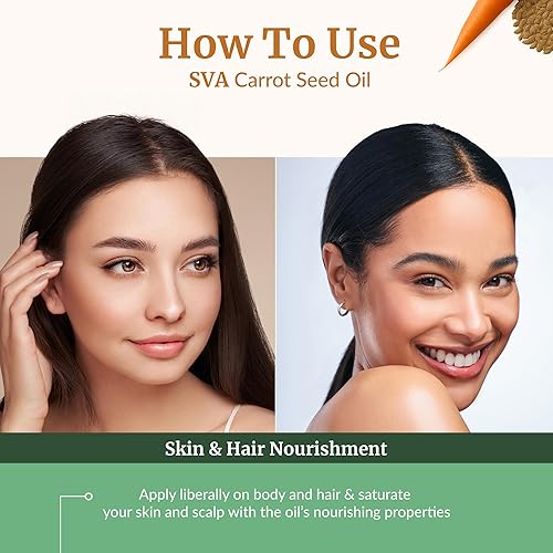 Miniatura 5 de SVA Aceite de semilla de zanahoria  4 onzas líquidas  Aceite de zanahoria 100% natural prensado en frío  para cara, cuidado de la piel, cuidado del