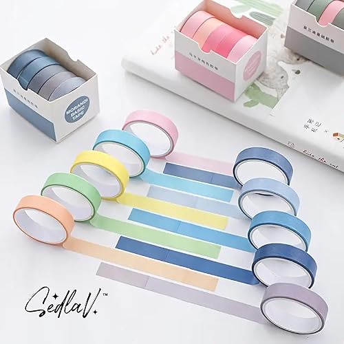 Miniatura 2 de SEDLAV Washi - Juego de cinta adhesiva (5 unidades) - Cinta colorida para álbum de recortes de arcoíris, fácil de rasgar, sin residuos, ideal para