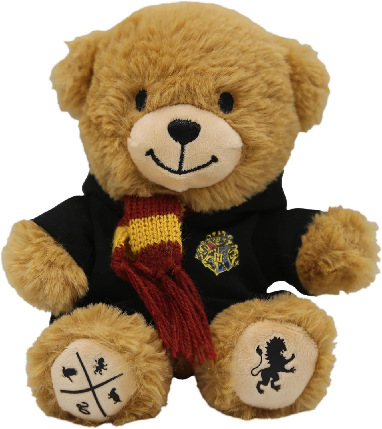 Harry Potter Gryffindor Bear Plush Toy - Hogwarts Mini Teddy with Robe & Scarf - Collectible Stuffed Animal with Silkscreen Paw Prints - House Mascot - Wizarding World Gift for Kids & Fans