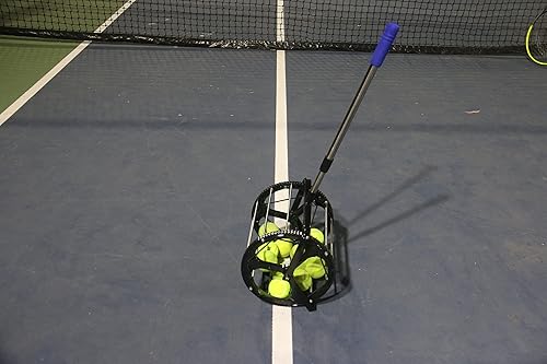 Miniatura 5 de Tolva de pelota de tenis para entrenadores y jugadores de tenis, escuelas y clubes, equipoaccesorio para canchas de tenis (rueda de capacidad de 55