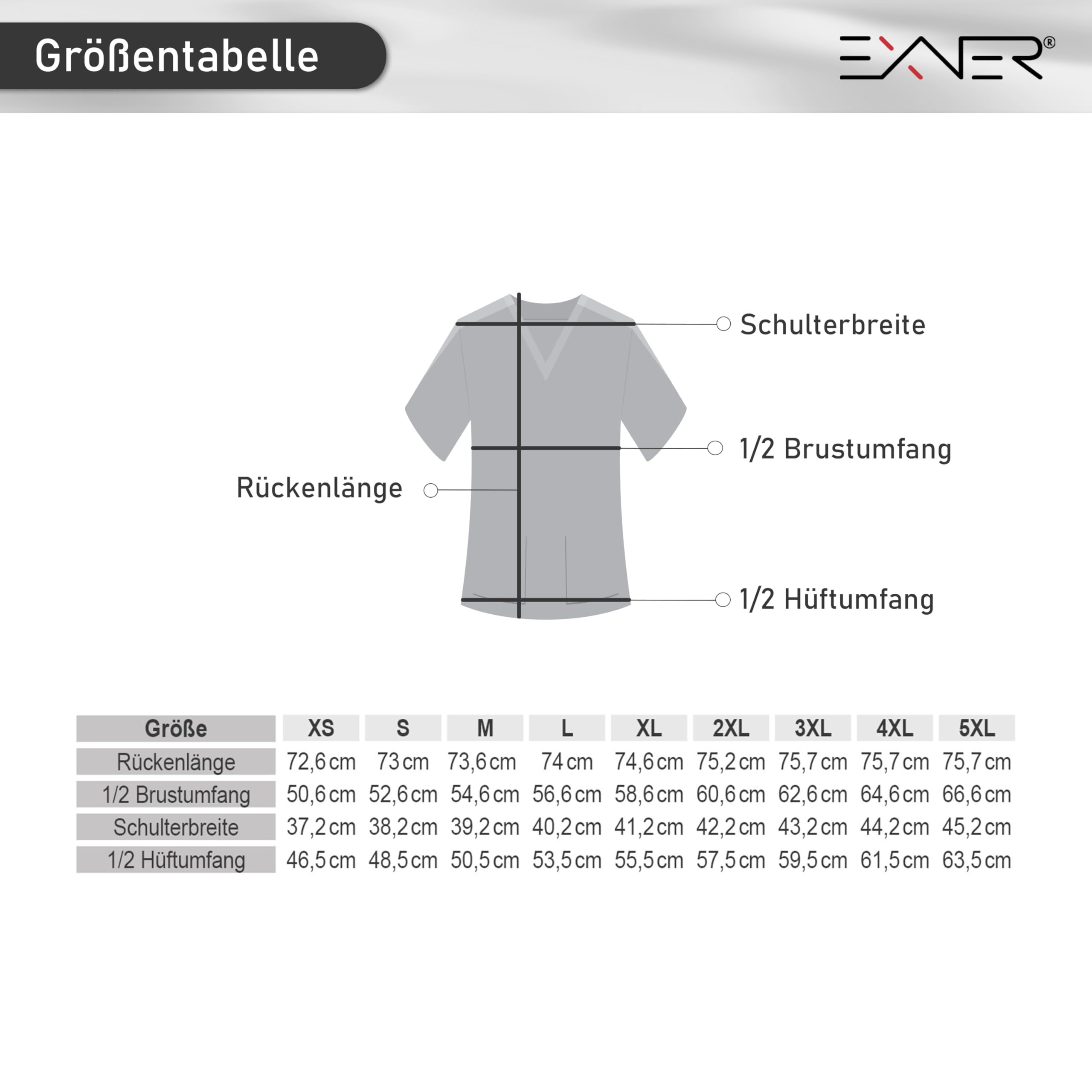 EXNER Medizin Kasack Set – Kasack & Hose für Damen und Herren, Pflegebekleidung Set in 8 Farbkombinationen, Oberteil farbig, Hose weiss, Schlupfkasack & Schlupfhose, XS–5XL