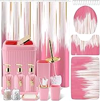 Vista 47 de Juego de baño de 32 piezas con cortina de ducha y alfombras, accesorios de baño negros, juego de cortina de ducha, juego de alfombras de baño