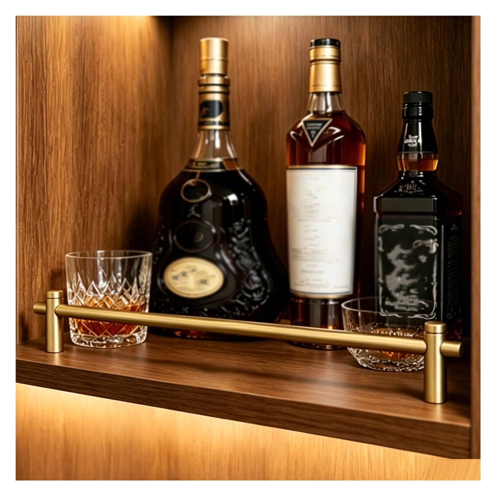 3Pcs Wine Rack Cabinet Guard Rail, 18/20/24/28/30/36in Anti-Tipping Shelf Railing Kit for Bookcase & Retail Display Rack, Gallery Storage Bar Hardware(Bronze,39in/99cm)