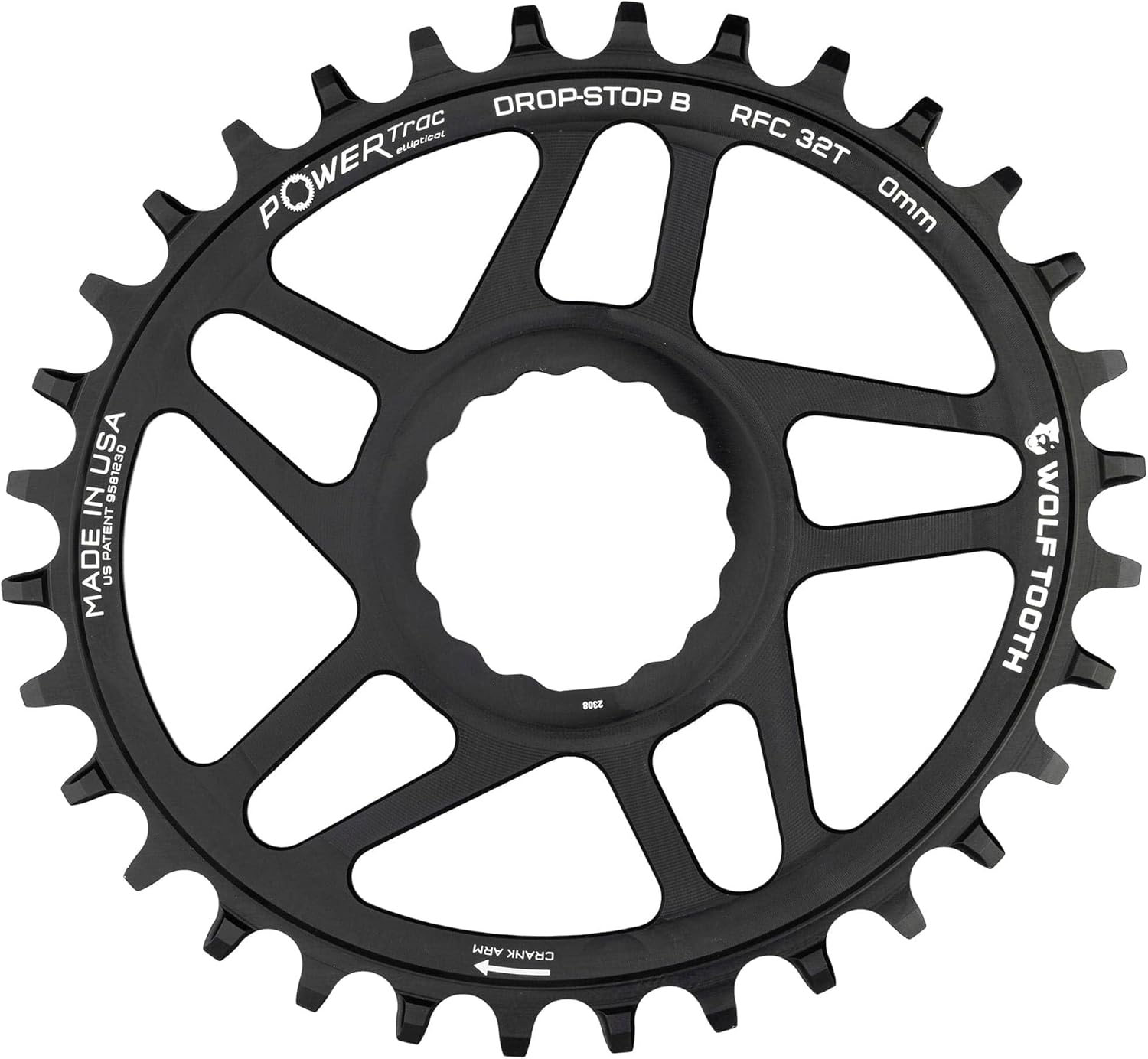 Wolf Tooth Direct Mount Oval Chainring for Race Face Cinch 32T / 34T 0mm Offset Drop-Stop B for Mountain Bikes