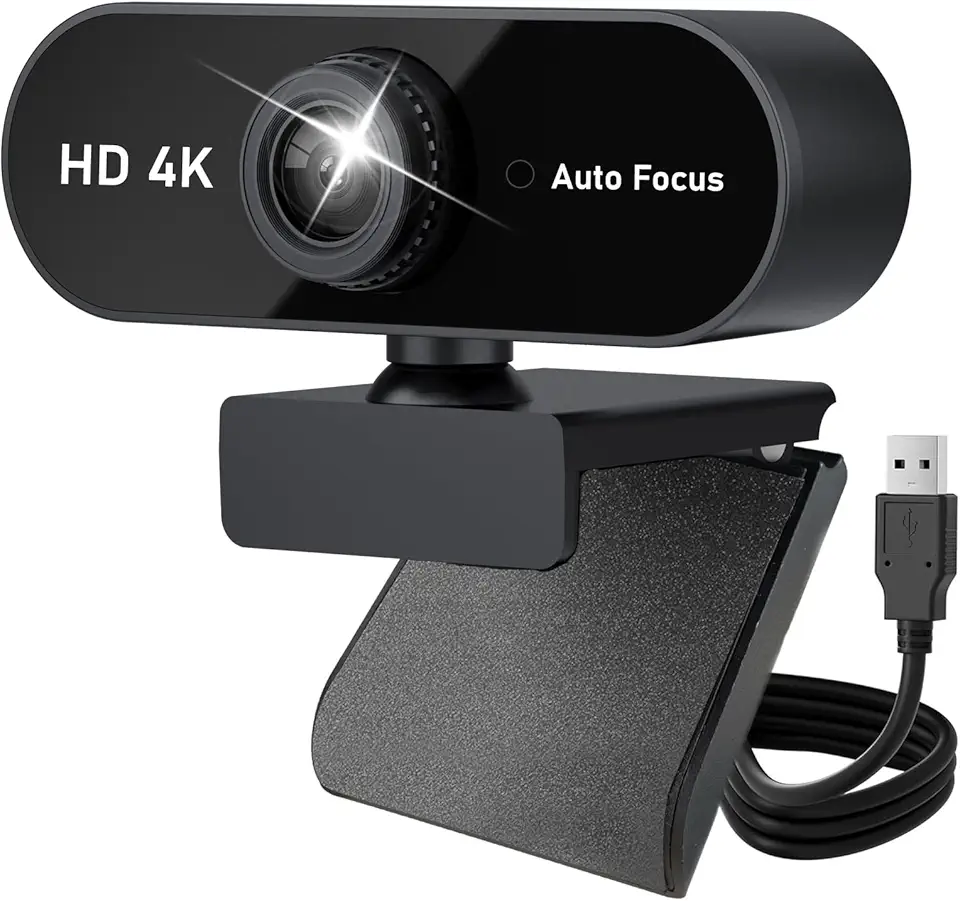 Webcam Ultra HD 4K, Webcams HD com Foco Automático e Usb,Microfone Embutido,PC,laptop,desktop,USB Plug and Play,estudo de conferências,reuniões,chamadas de víde, Home Office