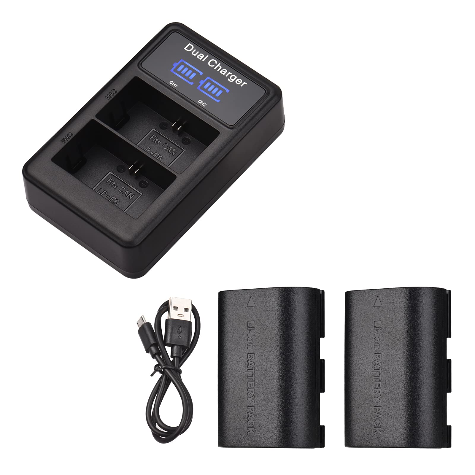Evita Batería Agotada con Kit HUIOP LP-E6 E6N y Cargador Doble Canal USB Pantalla LCD