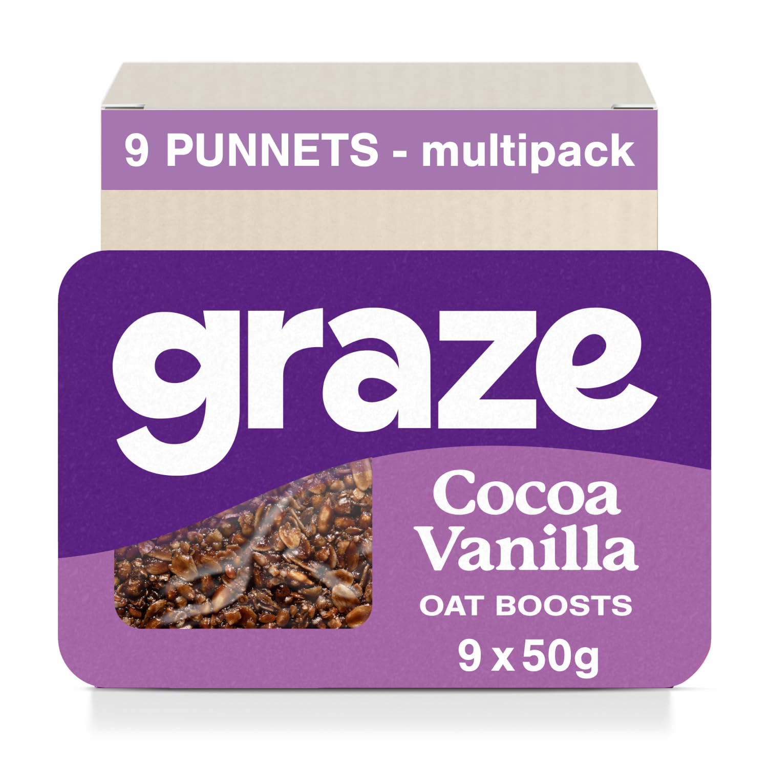 Graze Cocoa Vanilla Protein Oat Flapjacks, Vegetarian Healthy Snacks, High in Fibre, 3 Bars per Punnet, Whole Oats & Natural Flavours (9 x 53g Snacks)