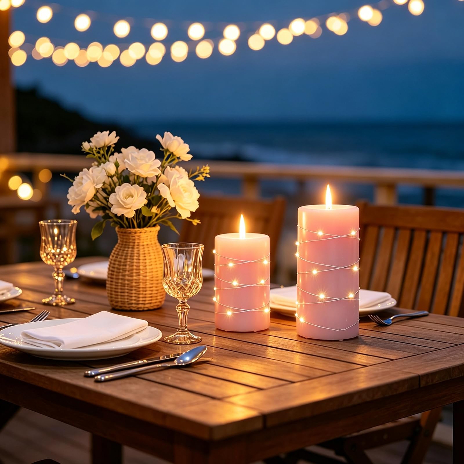 Candele LED Senza Fiamma set 3,Real Wax Pilastro Luce Candela Ricaricabili USB,con telecomando e timer Candele LED per festa, decorazione abitativa, campeggio, matrimoni (rosa)