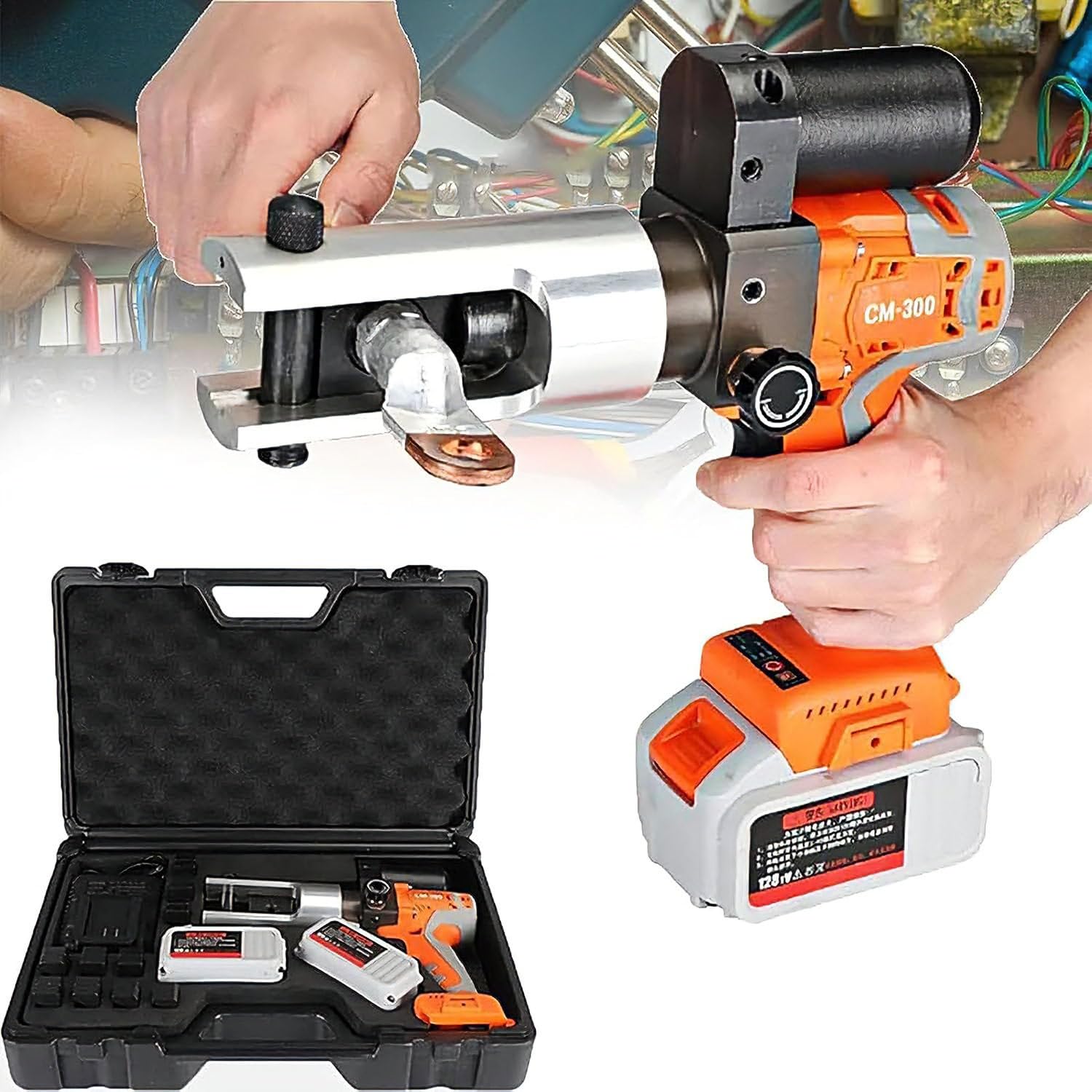 GYKOZY Rechargeable Hydraulic Pliers, Electric Crimping Charging Tool, Portable Pliers 18V/4.0Ah Hydraulic Crimping Cutting Pliers