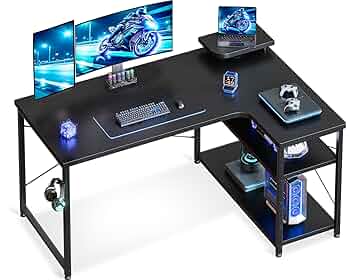 【M2898-139-99】ゲーミングデスク パソコンデスク L字　110㎝ Amazon | ゲーミングデスク パソコンデスク L字 カーボン調