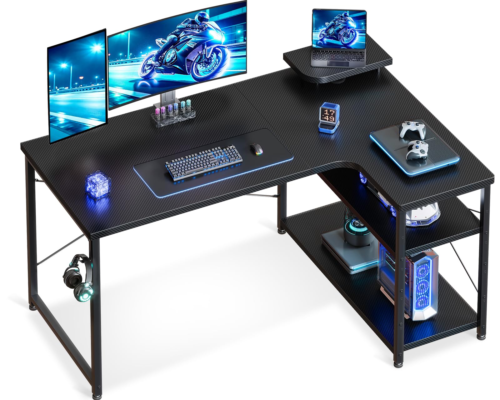 【M3096-131-92】ゲーミングデスク パソコンデスク L字　110㎝ Amazon | ODK ゲーミングデスク l字 パソコンデスク 幅110 机
