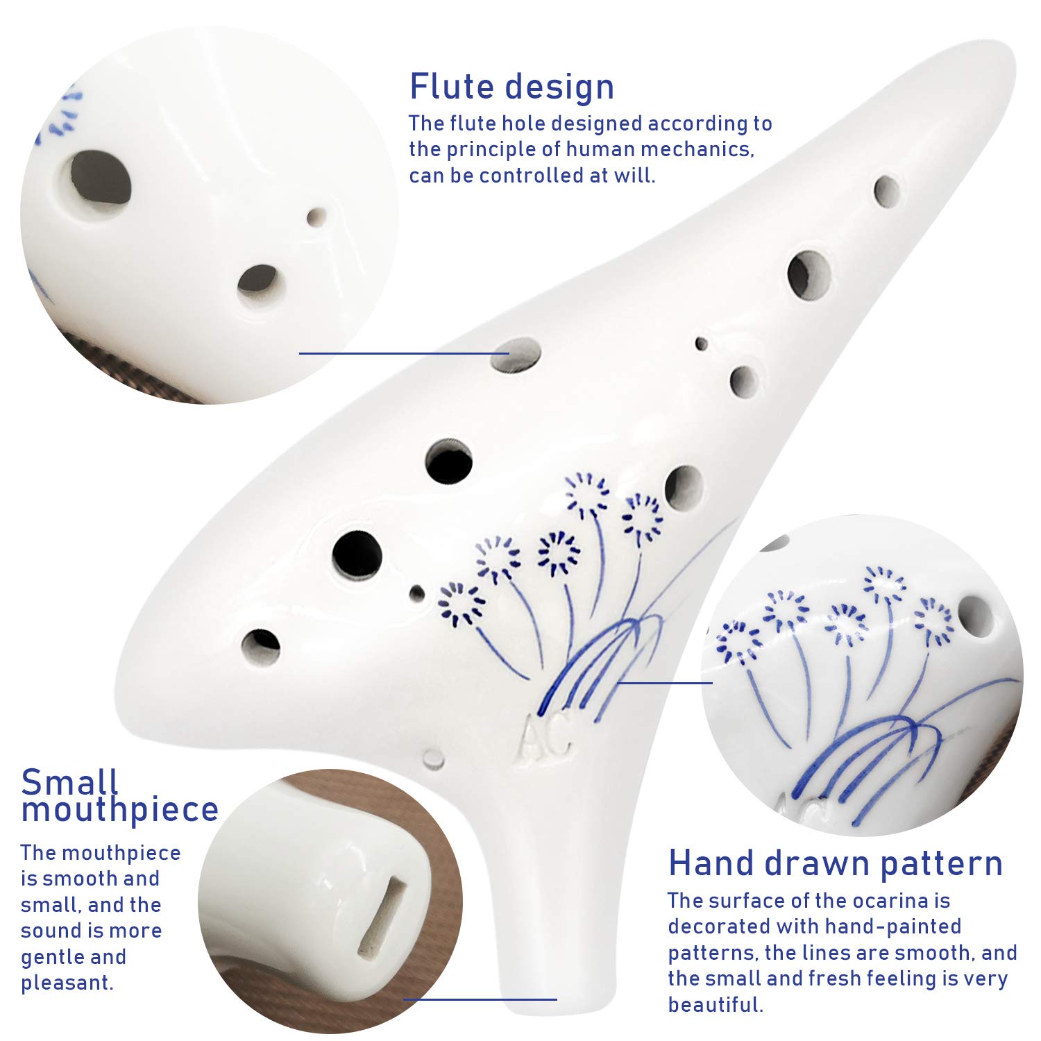 Cisolen Ocarina Alto C 12 Hole Ocarina Ceramic Ocarina Instrument Easy