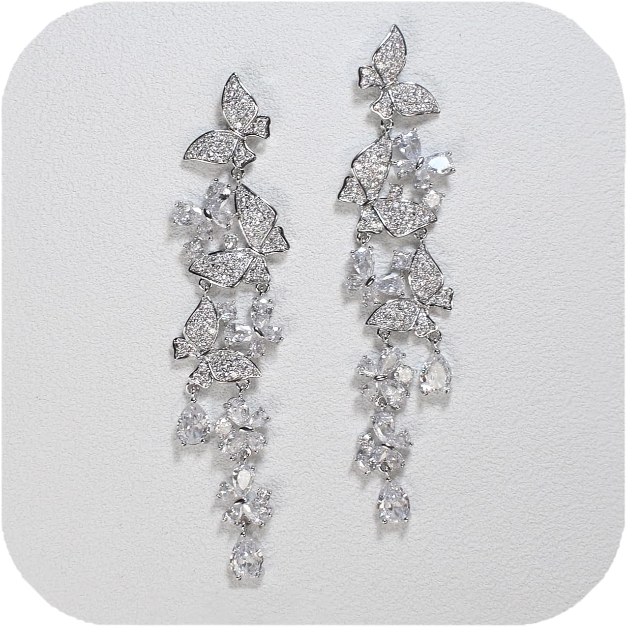 Women Dangling Statement Butterfly Drop Earrings, Hypoallergenic Earrings for Wedding Prom Formal Wear