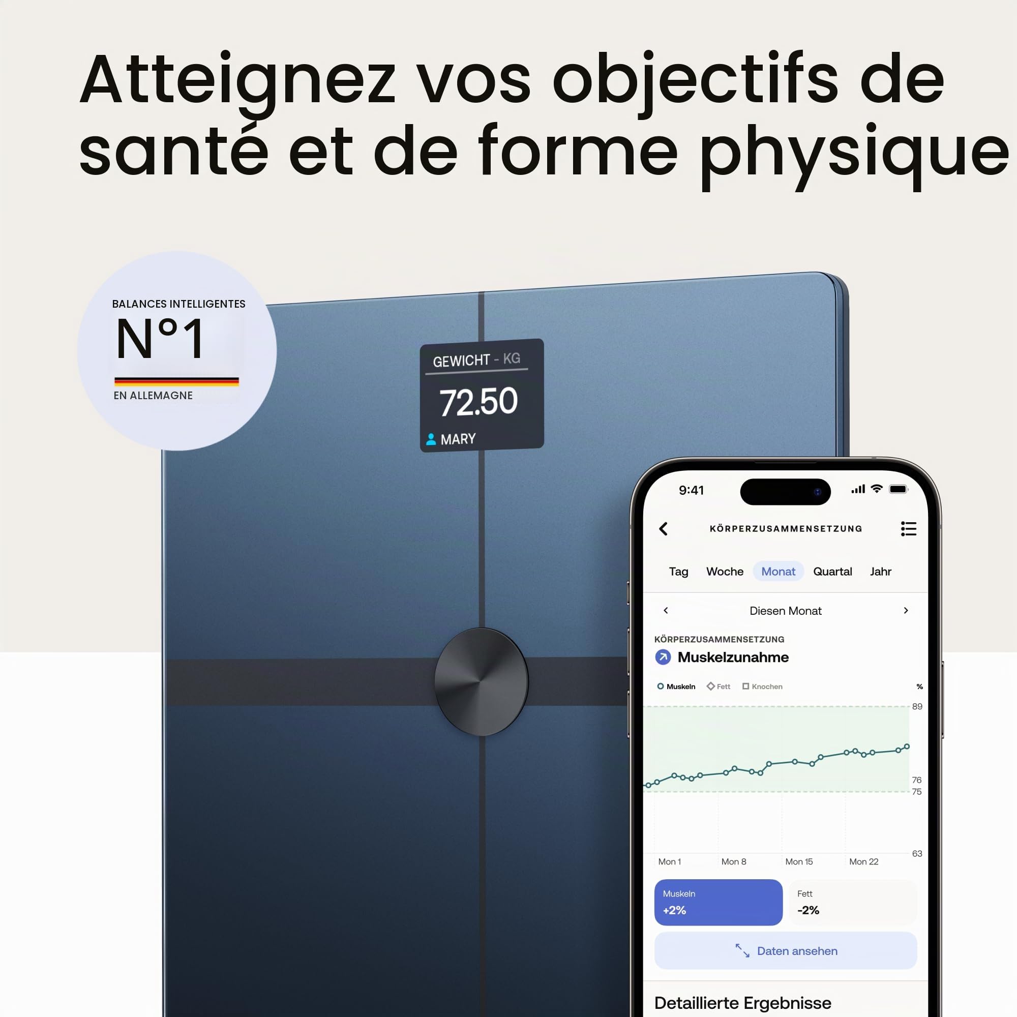 Withings Body Smart + Cleaning Kit - Balance connectée avec Composition corporelle avancée (Poids, Masse grasse/Musculaire/Osseuse, Eau, Graisse viscérale)