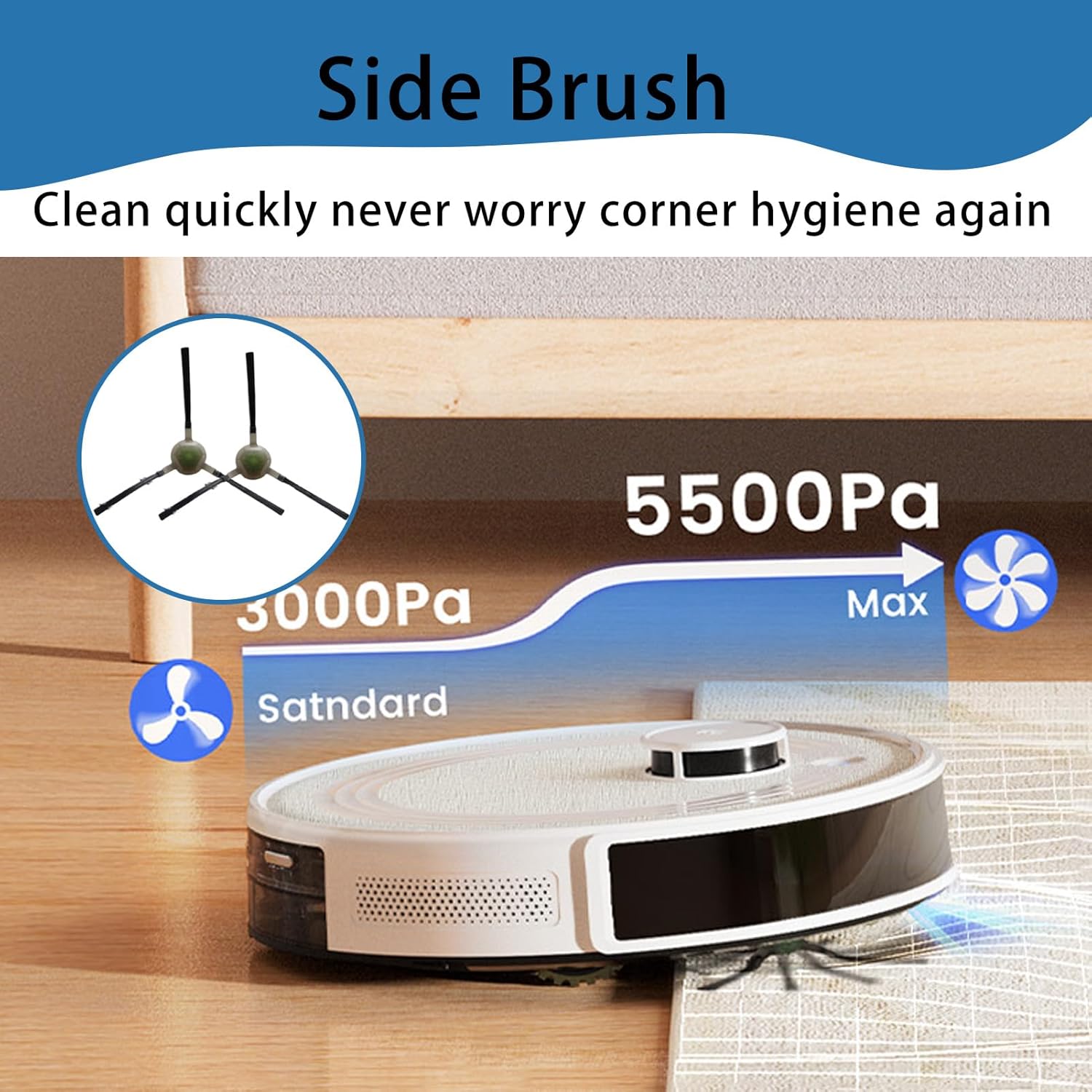 Chuancheng 15 Pack Replacement Parts for Lefant M2 Pro and M2S Pro Vacuum Cleaner, Accessories Kits with 1 Main Brush, 4 HEPA Filters, 4 mop Pads, 6 Side Brush, 1 Cleaning Tool