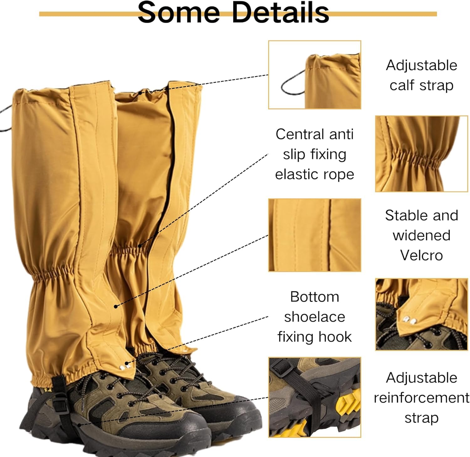 Polainas Impermeables de Senderismo 200D Oxford para Nieve Esquí Camping Escalada