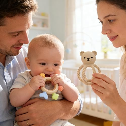 Miniatura 9 de Juguetes de dentición para bebés, mordedores de silicona, juguete para aliviar la dentición del bebé, juguetes para bebés recién nacidos de 6 a 12
