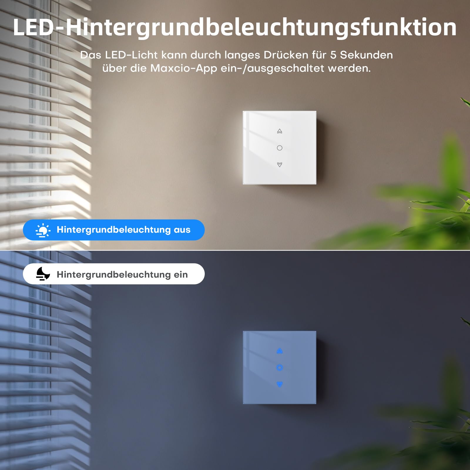 Maxcio HomeKit WLAN Rolladenschalter für Smart Home mit Prozentsteuerung