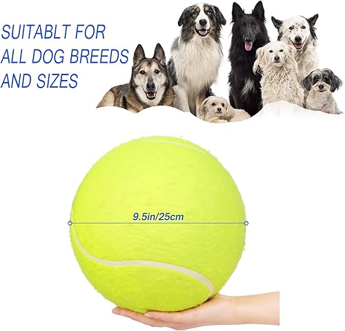 Miniatura 4 de Pelotas de juguete para perros de 9.5 pulgadas, pelota de tenis de gran tamaño, juguetes interactivos, bolas de juguete divertidas para deportes al