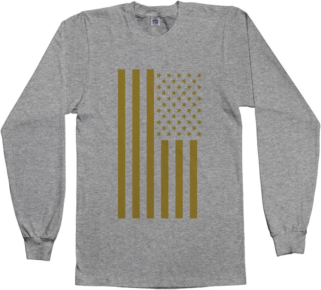 Threadrock Men's Gold American Flag Long Sleeve T-Shirt