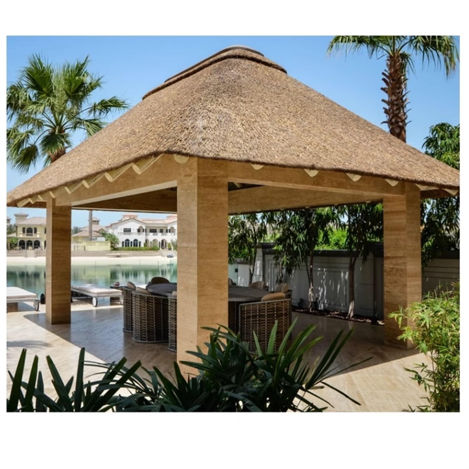 Toiture en chaume artificiel simulation 3x1m pour décor extérieur