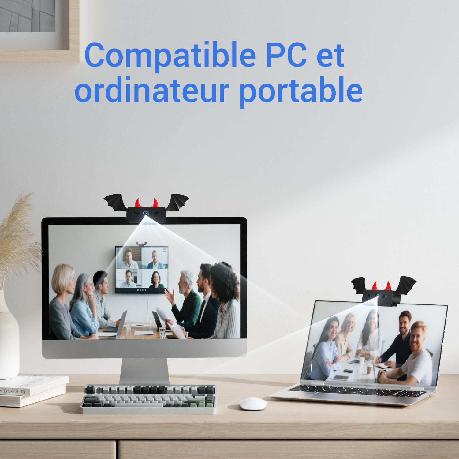 Webcam Full HD 1080P Caméra USB PC Deux Micro Plug & Play pour Ordinateur Bureau Portable Mac, Correction de la Lumière, Linux Youtube Streaming Skype Appel Vidéo Zoom Vidéoconférence (xia-1080P)