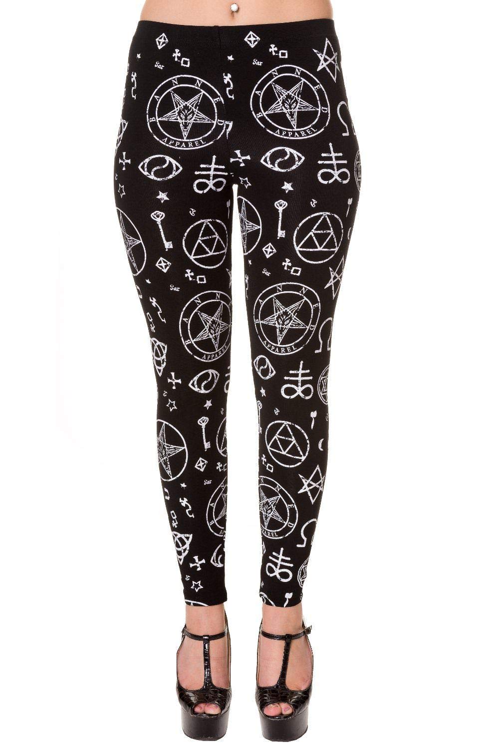 Banned Apparel Black Banned Pentagram Occult Symbols Alternative Leggings (Xxl)