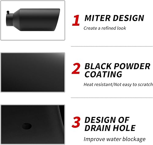 Miniatura 2 de Richeer Punta de escape de 4 a 7 pulgadas, entrada de 4 pulgadas, salida de 7 pulgadas, longitud total de 15 pulgadas, punta de escape de acero