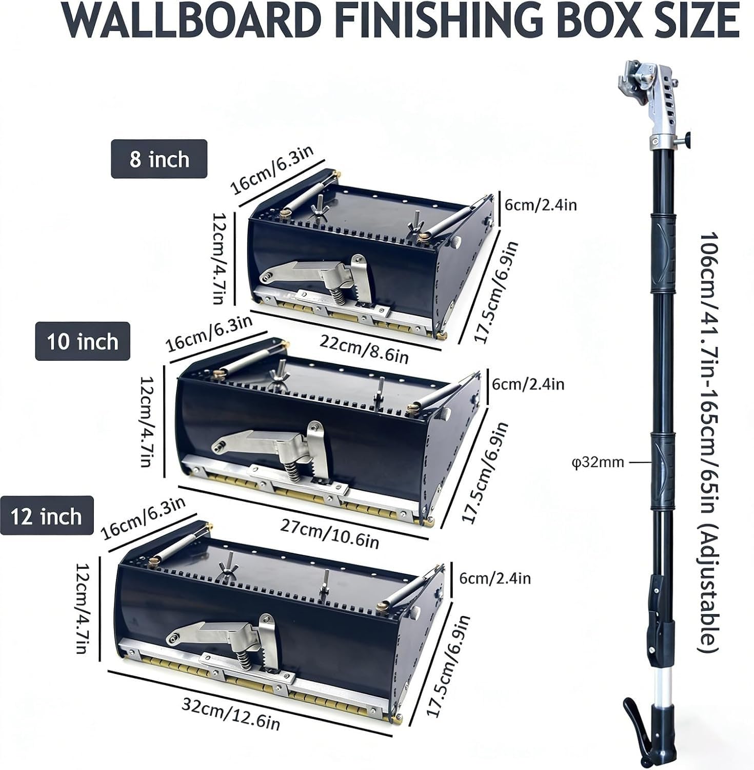 Caja de acabado plana para paneles de yeso, herramienta de barro para raspar placas de yeso con ángulo ajustable, para alisar paredes y construcción de láminas