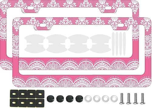 Miniatura 12 de 2 marcos de matrícula con diseño de bosque de luna llena para hombres y mujeres, soportes universales de metal verde luna y cielo nocturno con lazo