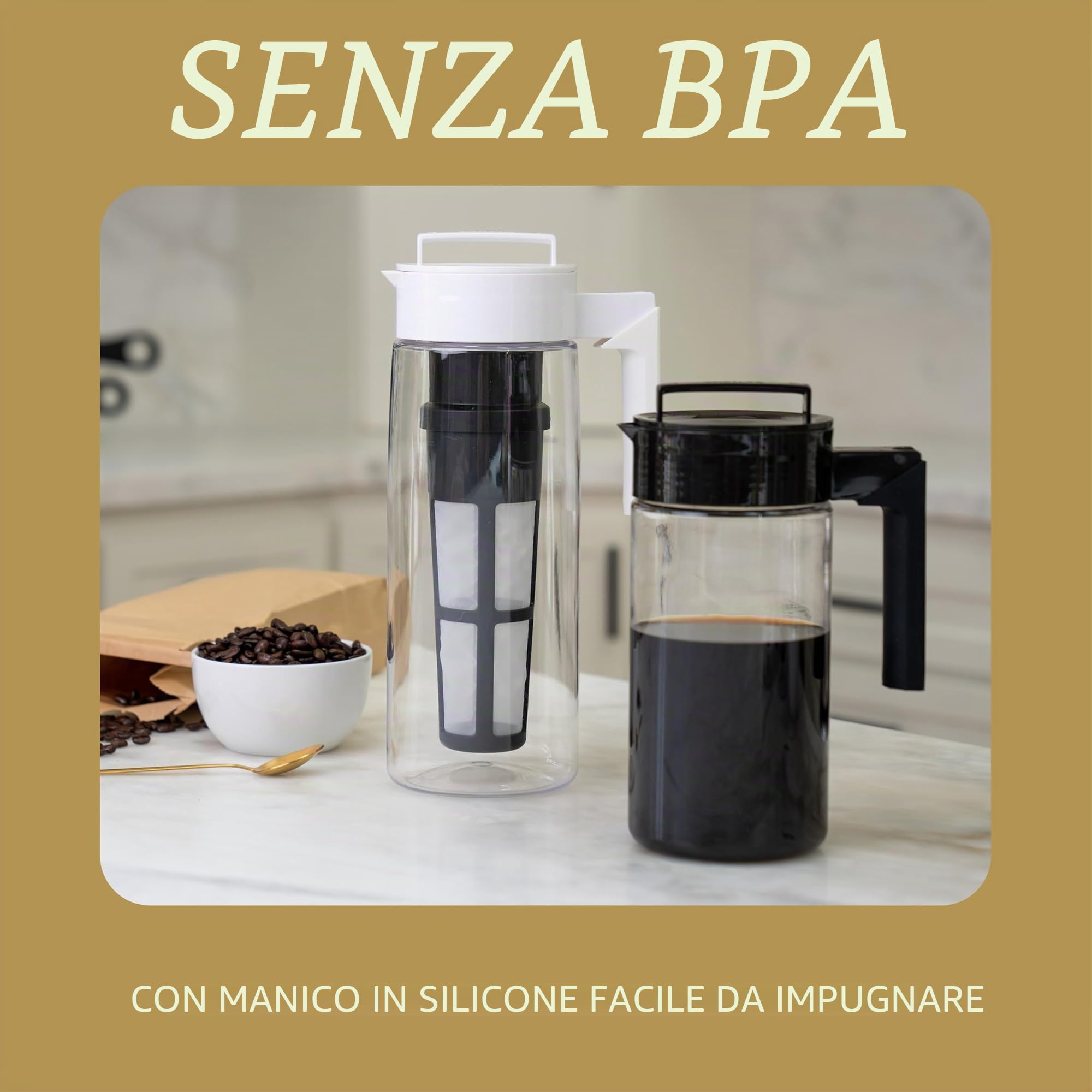 Takeya Brevettato Deluxe Cold Brew Caffettiera, 1 qt, Nero