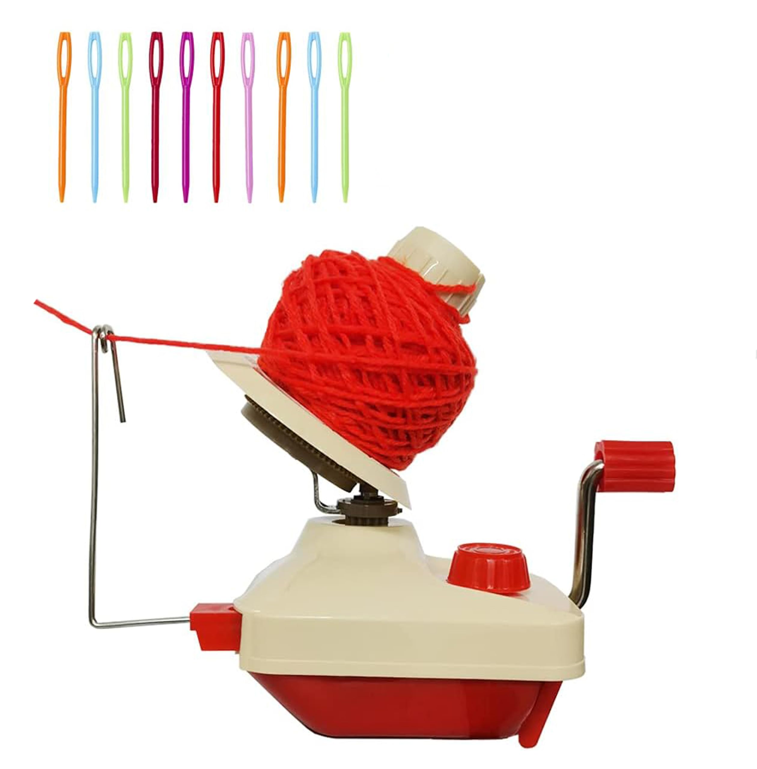 PRANSUNITA Yarn Ball Winder Machine Hand Operated for All Types of Swift Yarn, Fiber, String, Wool, Thread with 10ps Plastic Needles- Helpful for Knitting Enthusiast