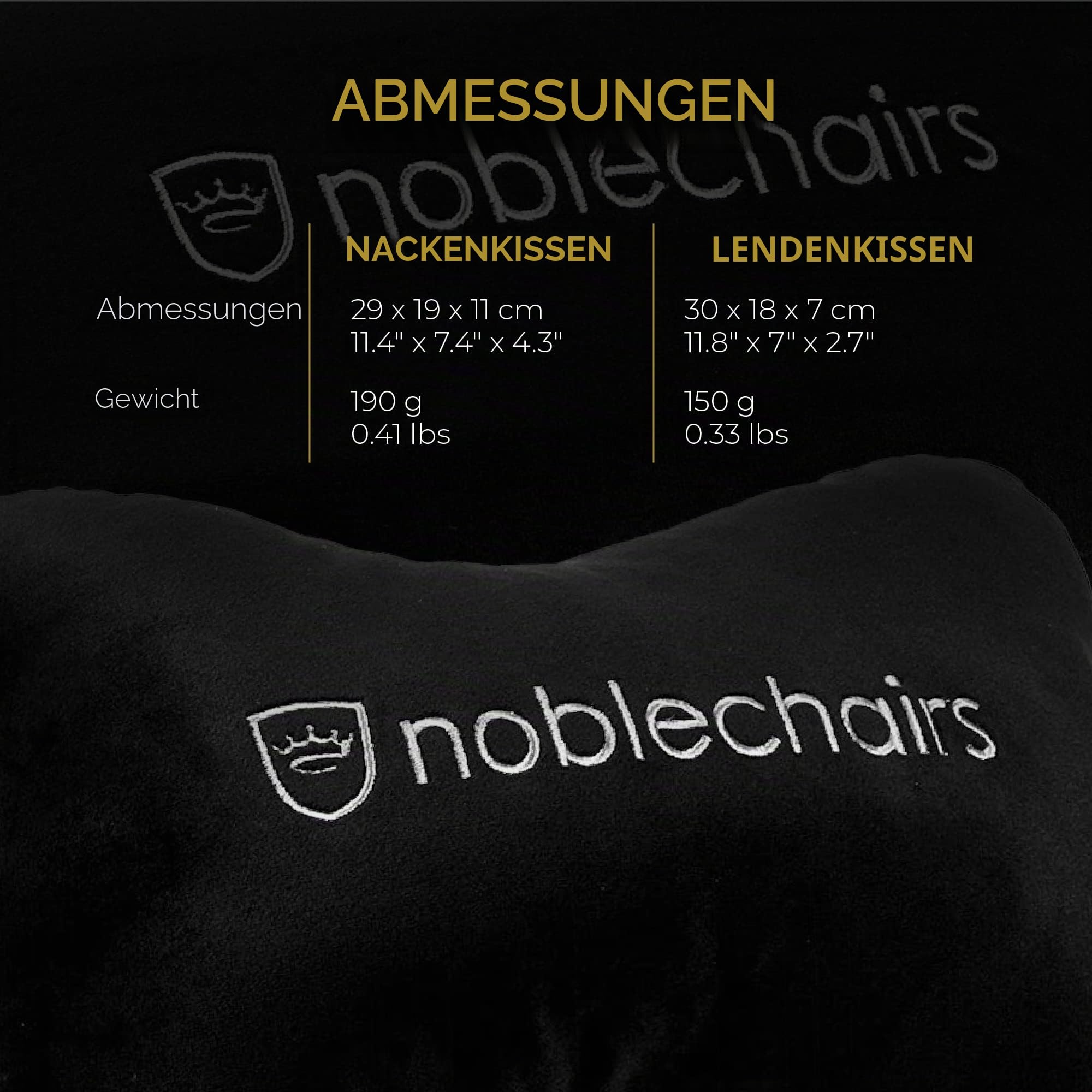 noblechairs Kissen-Set für Epic/ICON/Hero Gaming Stuhl Kissen - Schwarz/Weiß